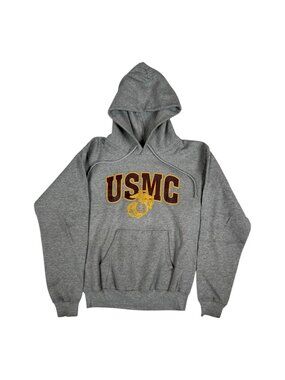 Vintage USMC Hoodie Sweatshirt Mens Size Small Gray Pullover Marine Corps